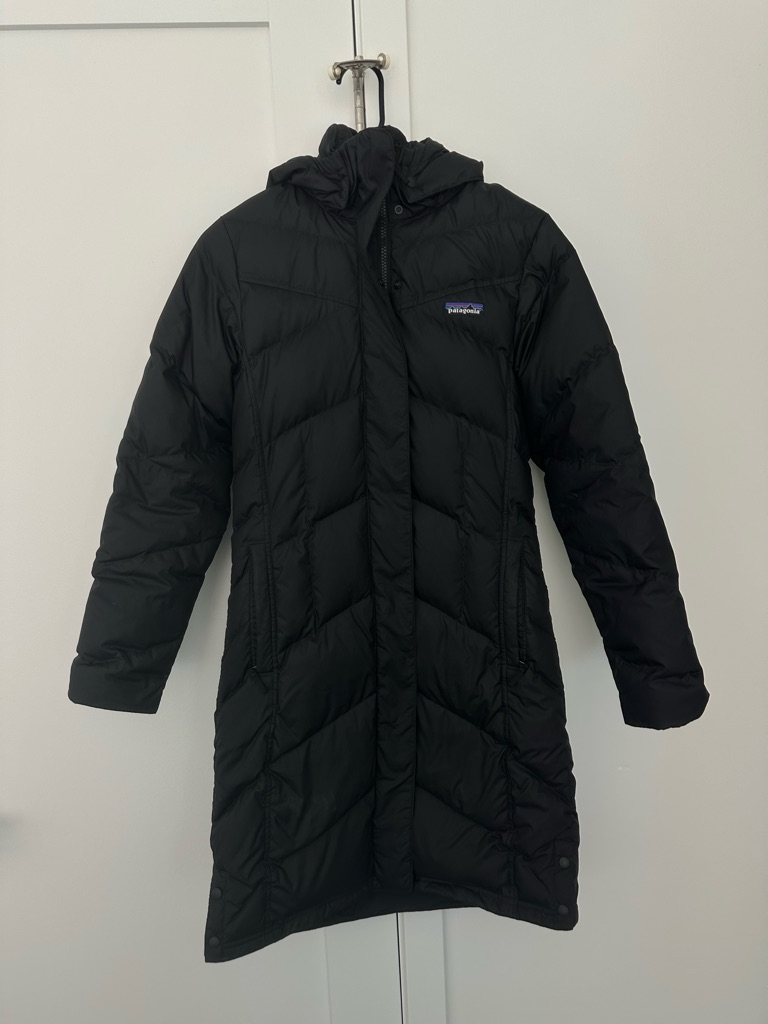 Patagonia Black Long Puffer Coat With Hood